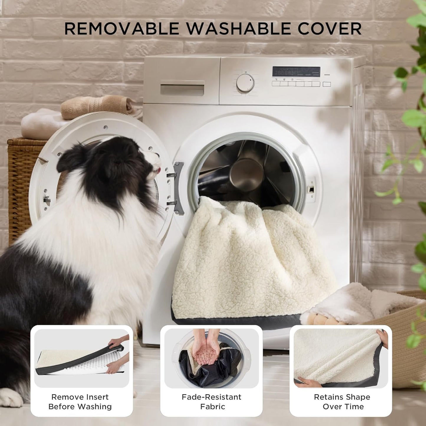 Bedsure XL Dog Beds Large Sized Dog -Comfy Flat Extra Large Pet Beds with Removable Washable Cover, Orthopedic Egg Crate Foam Mat, Suitable for Pet up to 100 Lbs