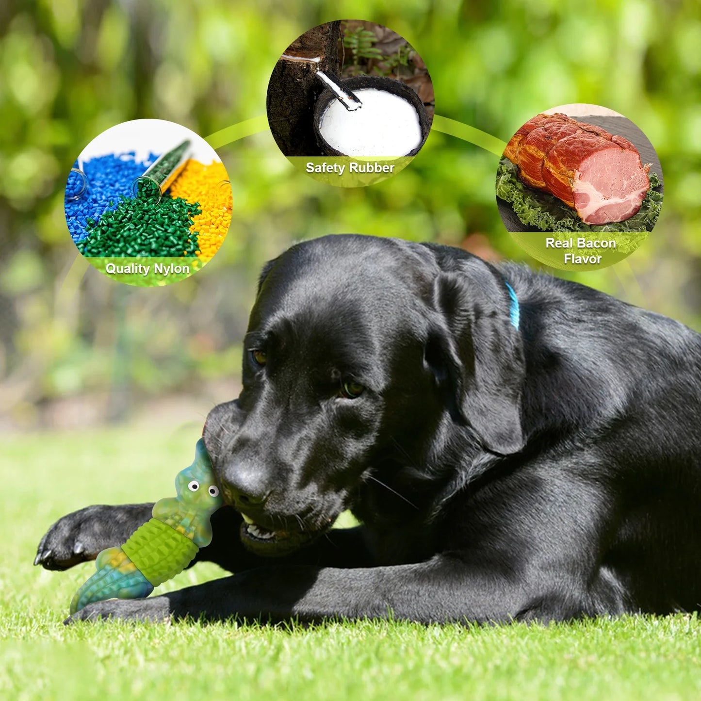 Tough Dog Toys,Dog Toys for Aggressive Chewers,Indestructible Dog Toys for Large Breed,Durable Dog Toys for Large Dogs,Bacon Flavor,Green