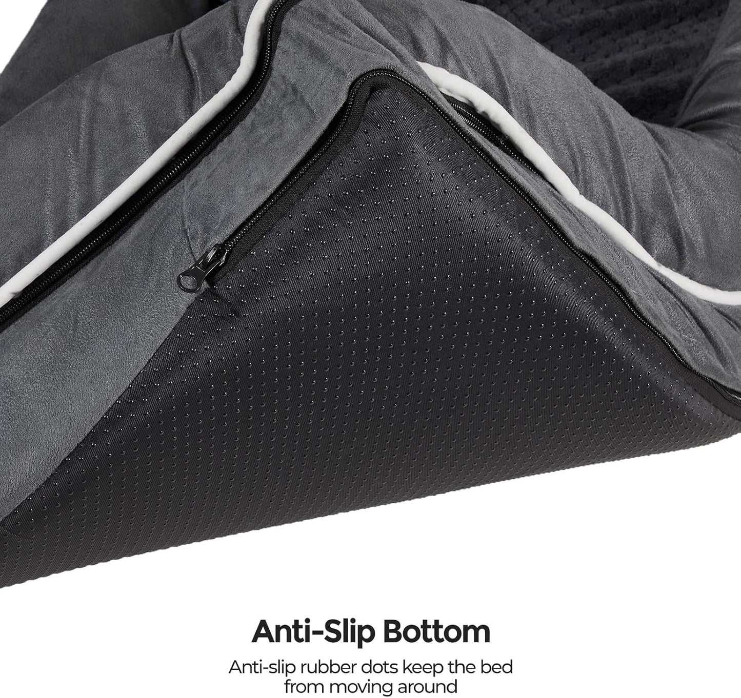 Dog Bed, Orthopedic Dog Sofa, Memory Foam Dog Mat, Removable Cover, Waterproof, Machine Washable, Anti-Slip, Raised Edges, 30 X 19 X 7 Inches, Dark Gray