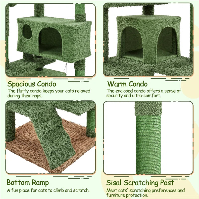 Cleobury 53'' Height Cat Cactus Tree Condo Kitten Tree Tower