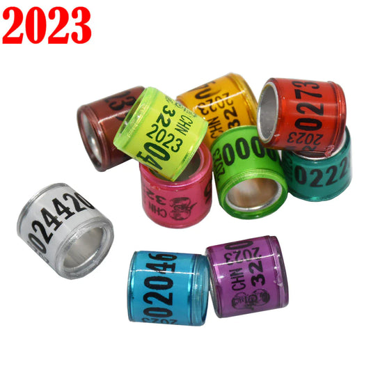 100 Pcs 2023 Multicolor Pigeon Foot Ring with Word Earrings Quality Durable Bird Ring Racing Pigeon Foot Ring Bird Tools