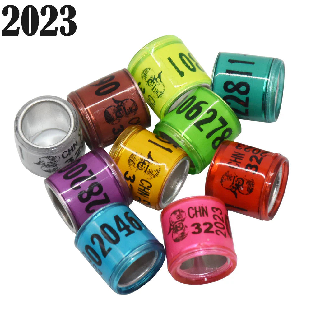 100 Pcs 2023 Multicolor Pigeon Foot Ring with Word Earrings Quality Durable Bird Ring Racing Pigeon Foot Ring Bird Tools