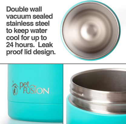 Portable Dog Water Bottle & Dispenser (New-Large 22Oz Dispenser) Insulated 2 Wall Stainless Steel- Optimal Cool Water Temp - Dog Travel Bottle