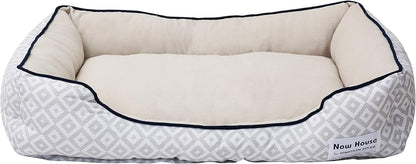 Now House for Pets by Jonathan Adler Grey Diamond Cuddler Dog Bed, Medium Washable for Medium Sized Dogs