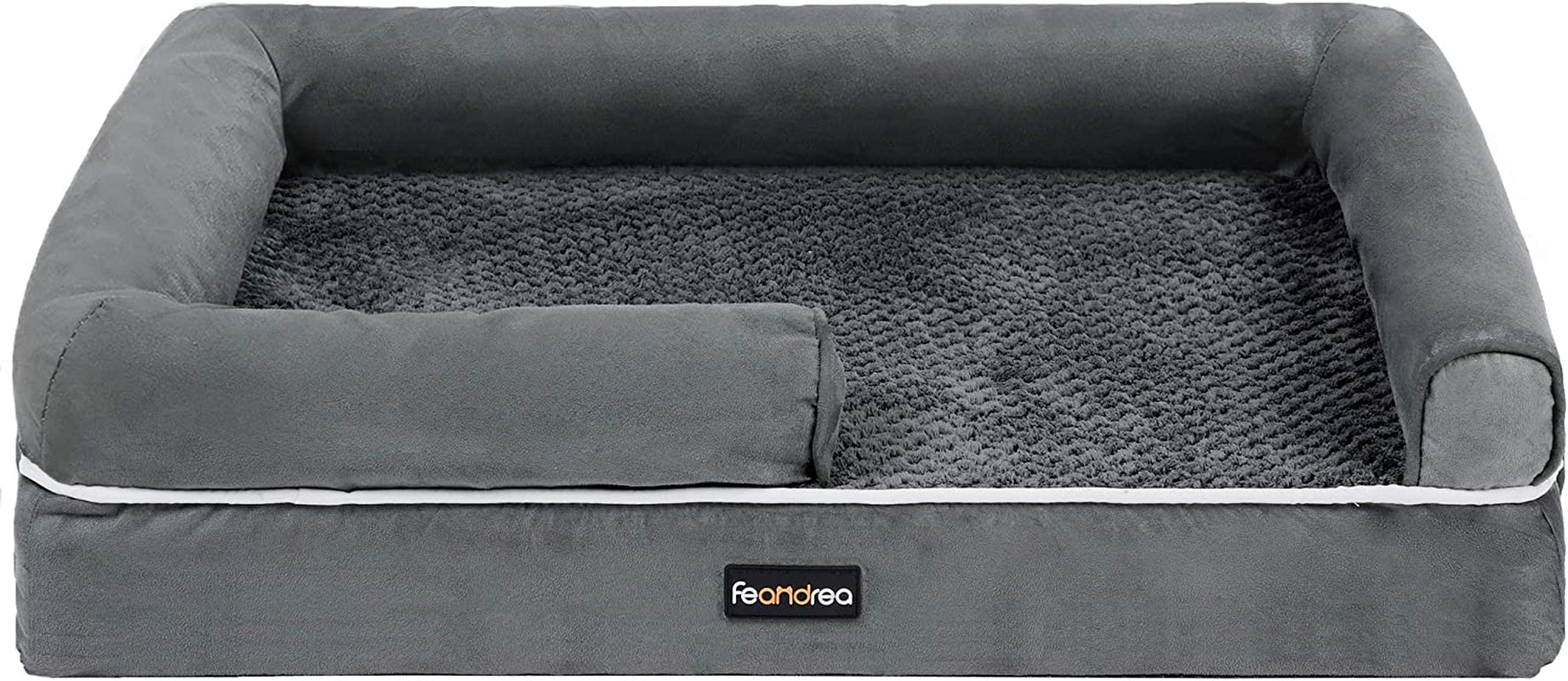 Dog Bed, Orthopedic Dog Sofa, Memory Foam Dog Mat, Removable Cover, Waterproof, Machine Washable, Anti-Slip, Raised Edges, 30 X 19 X 7 Inches, Dark Gray