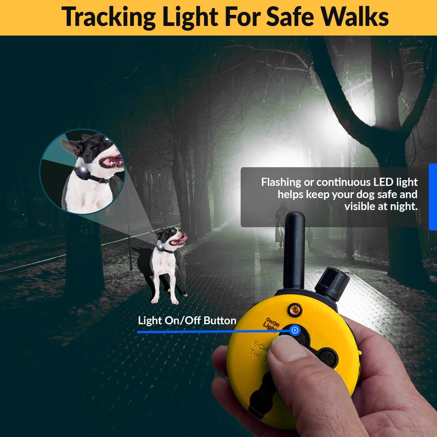 E-Collar ET-300 Mini  Remote Dog Training Collar – 1/2 Mile Waterproof, Premium Finger Clicker Trainer, 100 Stimulation Levels + Vibration + Light + Sound – 1 Dog Small to Medium, Yellow